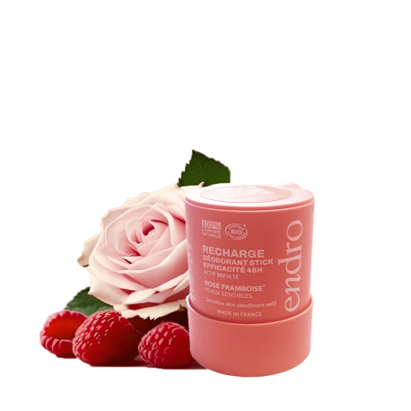 Déodorant stick rechargeable bio rose-framboise Endro