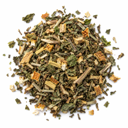 Tisane fraîcheur d'été.Tisane plaisir menthe, réglisse, écorce d'orange, chiendent, pour se désalterer à boire frais
