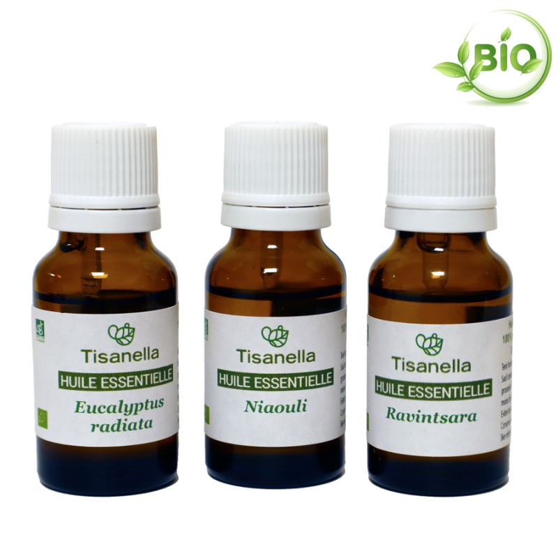 Trio Huiles essentielles bio Hiver (Eucalyptus rad-Niaouli-Ravintsara)