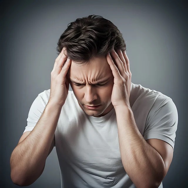 Homme qui a la migraine