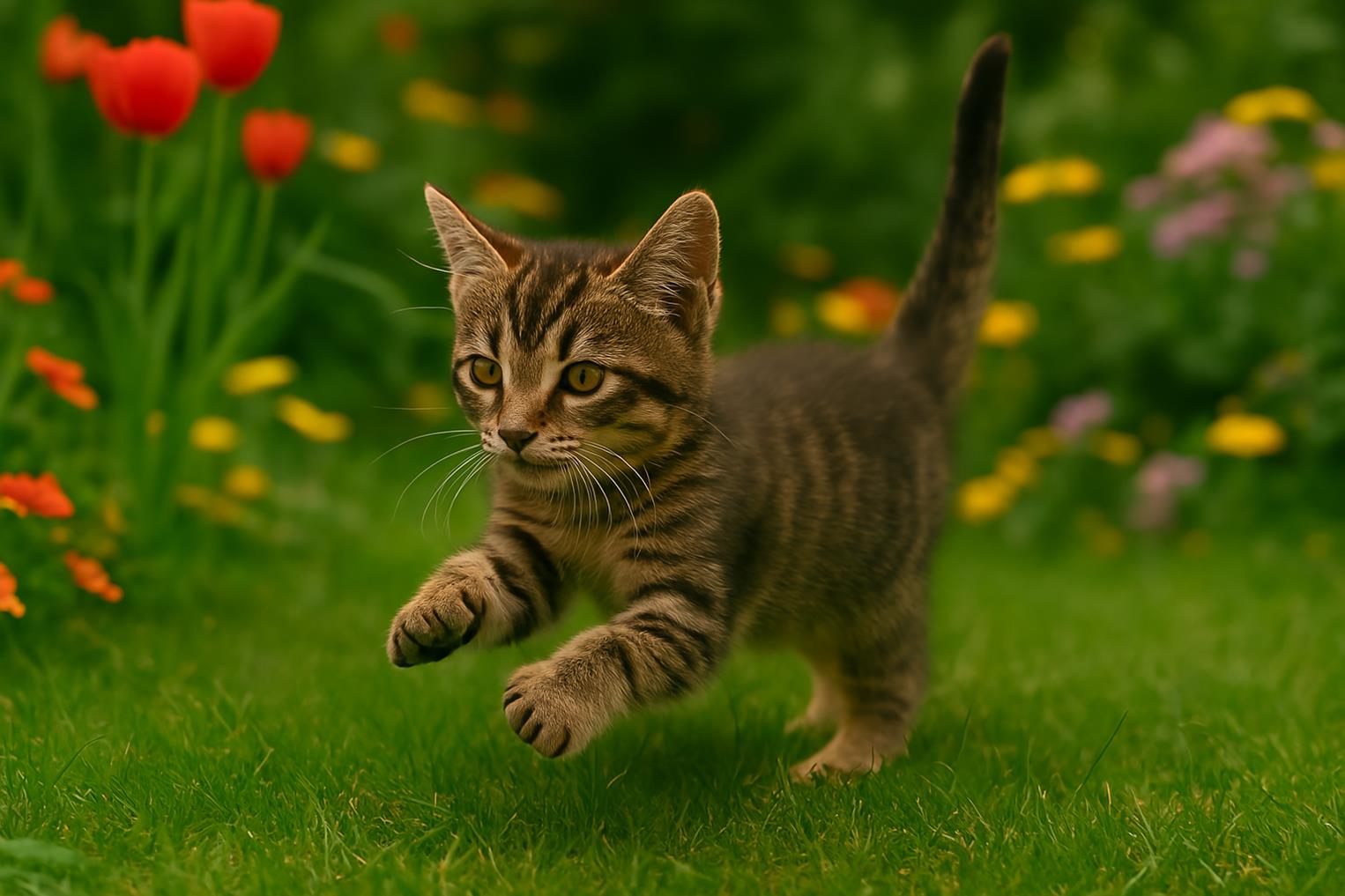 chaton au milieu des champs